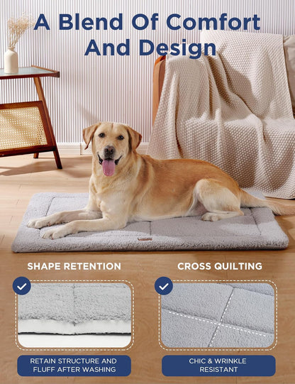 Reversible Dog Crate Pad Bed for Medium Dogs,Washable & Non-Slip Kennel Pet Mat, High Density Foam and Soft Fleece Cat Bed for Indoor & Outdoor Use, 35" x 23", Dark Gray