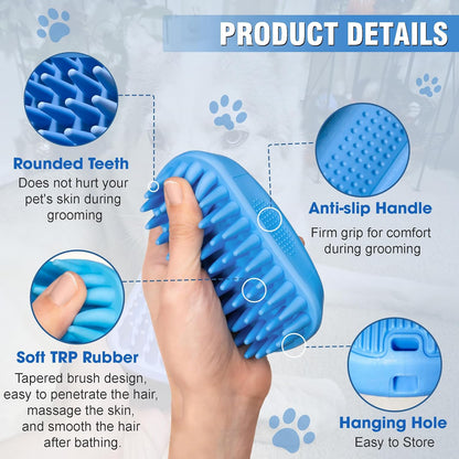 High-Density Silicone Pet Grooming Gloves with Enhanced Five Finger Design for Bathing, Massaging Dogs and Cats (Blue)