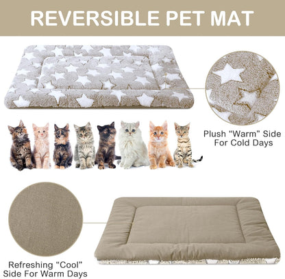 VitalCozy 4 Pcs Dog Crate Pads, Ultra Soft Warm Washable Anti-Slip Kennel Bed Mat for Pets, Reversible, Replaceable, Cage Liner for Small Medium Large Dogs and Cats (18 x 24 x 1.6 Inch,Star,Gray)