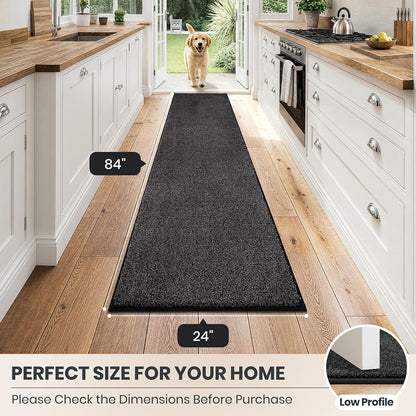 PURRUGS Dirt Trapping Door Mat 20" x 31.5", Non-Slip Machine Washable Entryway Rug, Dog Doormat, Indoor Front Door Mat, Super Absorbent Entry Rug for Muddy Shoes & Paws, Bluish Grey-Black