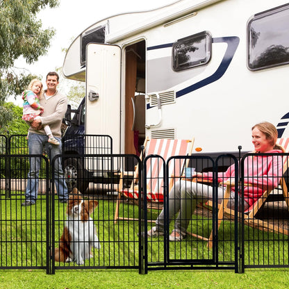 Getlay 36 in(H) Garden Fence, Wide Gate Low Threshold, 10 Panels Total 22.1 Ft(L) Heavy Duty Iron Animal Barrier Fence for Yard,Suitable for Indoor Or Outdoor Dog Fencing,Garden Border Fence