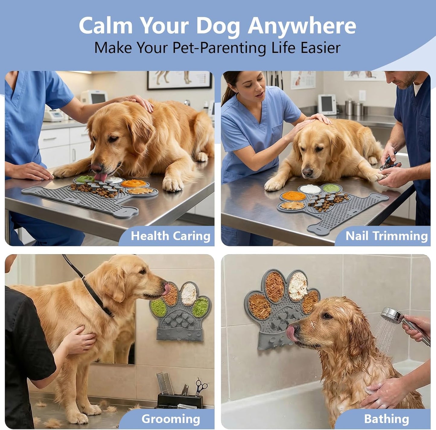 Dog Lick Mat with Suction Cups, Slow Feeder & Enrichment Mat for Dogs & Cats, Silicone Feeding Mat for Wet & Dry Food, Anxiety Relief, Mess-Free Foldable Pocket Design, Pink