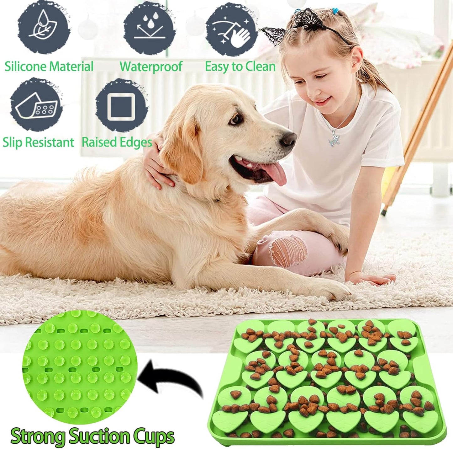 Small Silicone Snuffle Mat for Small Dogs Puppy Cat Slow Down Eating,Slow Feeder Lick Mat for Dry Wet Food for Pet Training Smell,Encourages Natural Foraging Skill,Relieving Stress