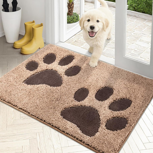 PURRUGS Dirt Trapping Door Mat 20" x 31.5", Non-Skid/Slip Machine Washable Microfiber Entryway Rug, Dog Doormat, Super Absorbent Welcome Mat for Muddy Wet Shoes and Paws, Grey