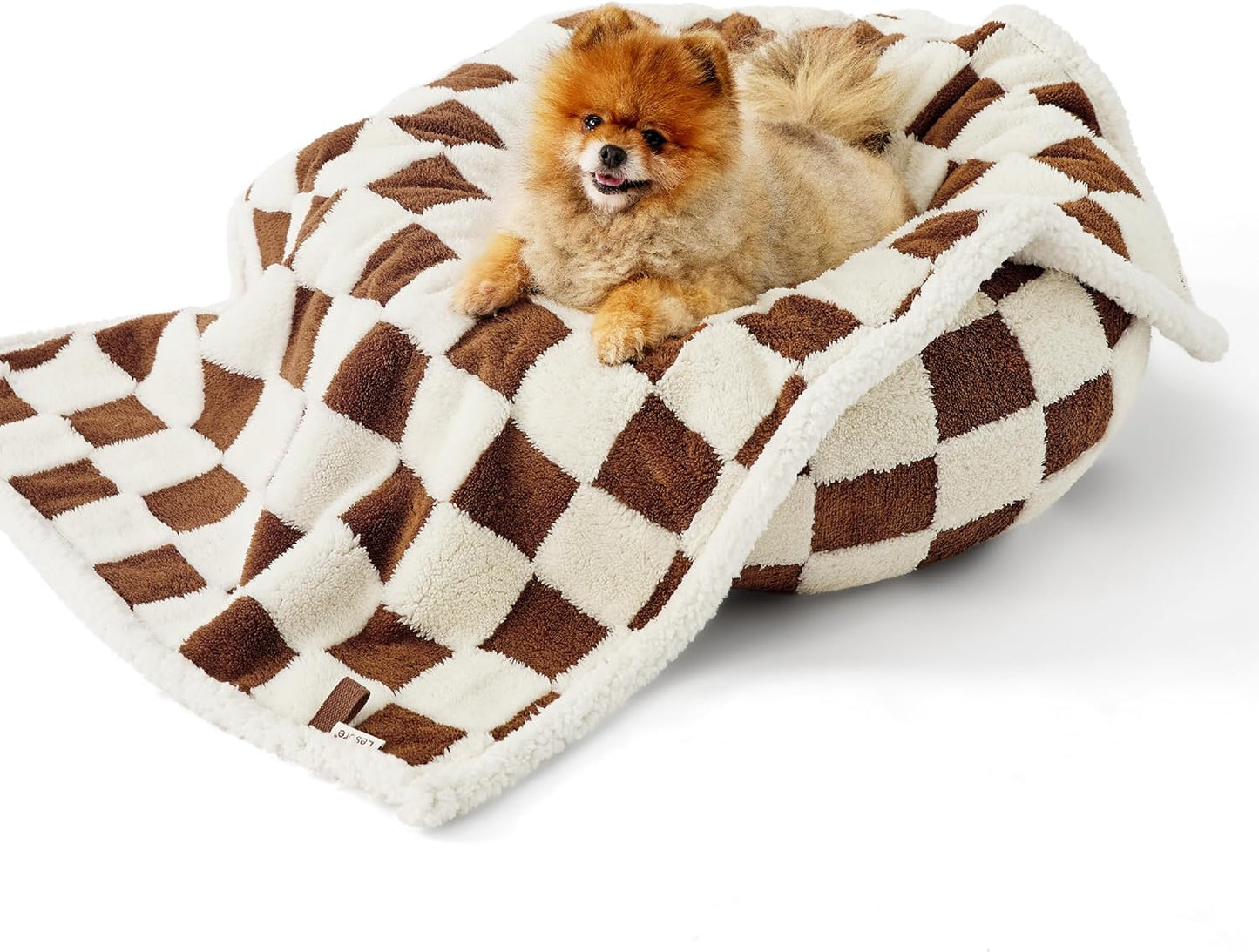 LE SURE Waterproof Dog Blanket for Large Dogs - Washable Double Sided Dog Blankets with Warm Jacquard Shag and Soft Sherpa Fleece, Pet Cat Blanket for Couch Protection, 3D Textured Cloud, Green