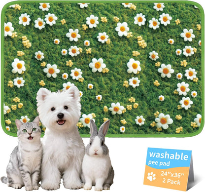 Washable Pee Pads for Dogs, Reusable Puppy Potty Training Pads, Ultra-Absorbent Thick Waterproof Leak-Proof Non-Slip Pads & Mat for Crate, Playpen, Floor, Whelping & Housebreaking , 2 Pack 18"x24"