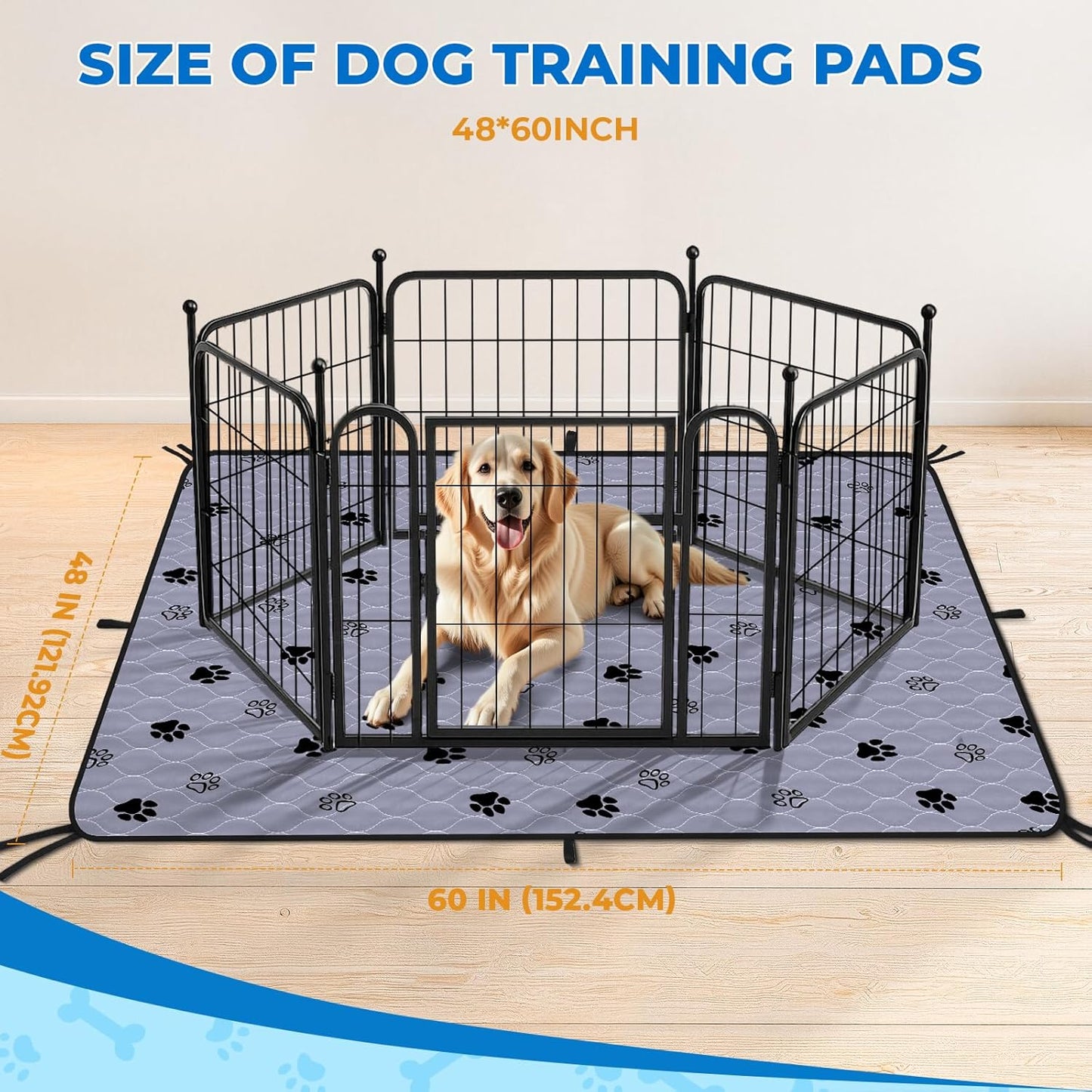 Fostanfly Washable Pee Pads for Dogs, 2 Pack Large 36"x41" Ultra-Absorbent and Leak-Proof Non-Slip Reusable Potty Training Pads for Dogs, Cats, Puppy, Potty Training of Add 8 Lanyards