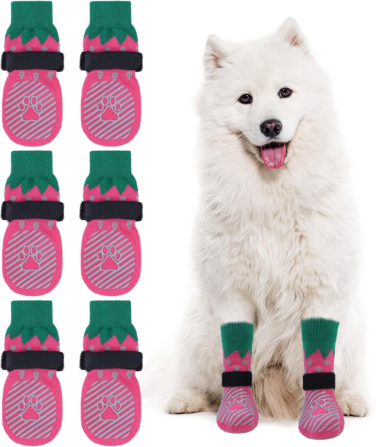 EXPAWLORER 6Pcs Anti-Slip Dog Socks to Prevent Licking Paws,Dog Shoes for Hot Pavement,Dog Booties Traction Control on Hardwood Floor,Boots & Paw Protectors, for Puppy Small Medium Large Senior Dogs