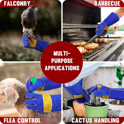 HANDLANDY Animal Handling Gloves, Bite-Proof, Scratch-Resistant, Pet Gloves for Dogs, Cats, Falconry, Gardening