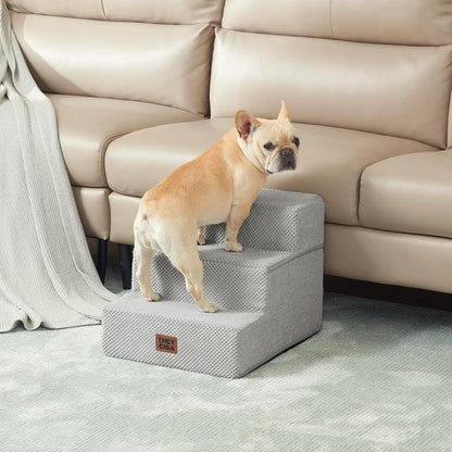EHEYCIGA Dog Stairs for High Bed 22.5" H, 5-Step Dog Steps for Bed, Pet Steps for Small Dogs and Cats, Non-Slip Balanced Pet Ramp Indoor, Grey