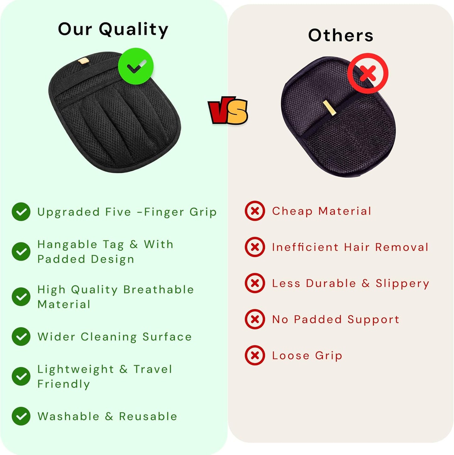 Wolfster Pet Hair Removal Glove for Cats & Dogs - Five-Finger Electrostatic Reusable Pet Hair Remover for Couch, Sofa, Carpet, Car Seat, Bedding & Clothing, Lint Roller Alternative, Eco-Friendly