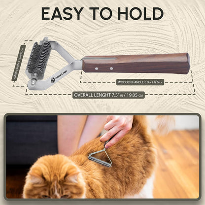 Flamia & Jabz Undercoat Rake for Dogs & Cats, Dematting Grooming Stripper Tool (14 Blades)