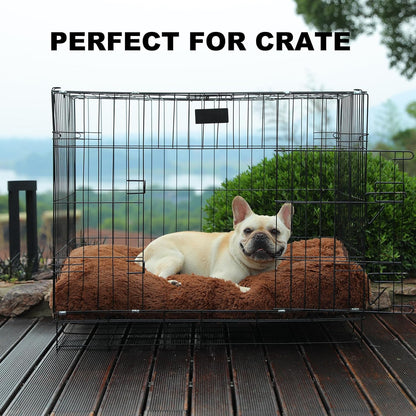 Bedfolks Waterproof Dog Crate Bed, Plush With Removable Washable Cover, Faux Fur Crate Pad for Medium Dogs, Fluffy Kennel 29"x21", Dark Grey
