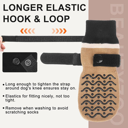 BEAUTYZOO Dog Socks to Prevent Licking Paws -Dog Shoes for Hot Pavement & Hardwood Floors Anti Slip, Traction Control Boots & Paw Protectors with Double Side Grips for Small Medium Large Senior Dogs