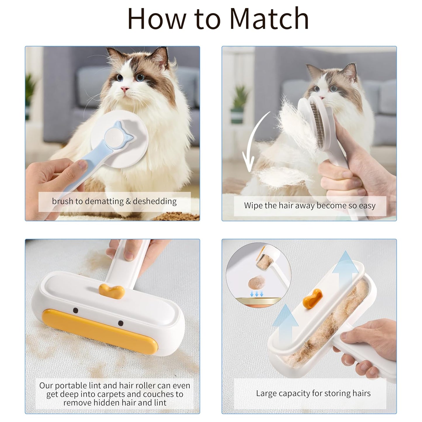 Pet Hair Roller & Hair Remover Kit,Self Cleaning Slicker Brush for Cat,Dog,Lint Rollers for Couch,Furniture,Carpet,Bedding,Car Interiors,Pet Hair deshedding Brush,Fur & Lint Remover Tool for Dog Cat