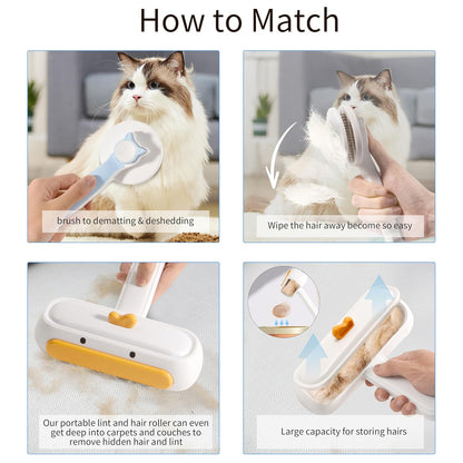 Pet Hair Roller & Hair Remover Kit,Self Cleaning Slicker Brush for Cat,Dog,Lint Rollers for Couch,Furniture,Carpet,Bedding,Car Interiors,Pet Hair deshedding Brush,Fur & Lint Remover Tool for Dog Cat