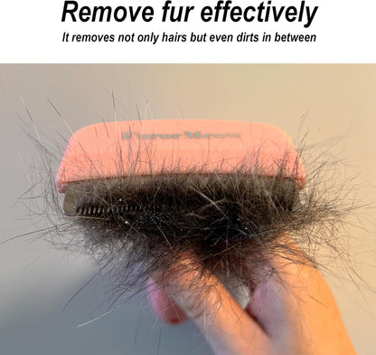 Pet Deshedding Tool with Curve Blade, Cat Grooming Brush, Tight V-shaped Teeth Shedding Comb for Cat and Dog (Pink, Large)
