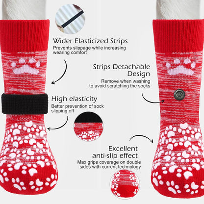 EXPAWLORER Anti Slip Dog Socks to Prevent Licking Paws, Dog Shoes for Hot Pavement, Dog Booties for Small Medium Large Senior Dogs, Traction Control Boots & Paw Protectors for Hardwood Floors