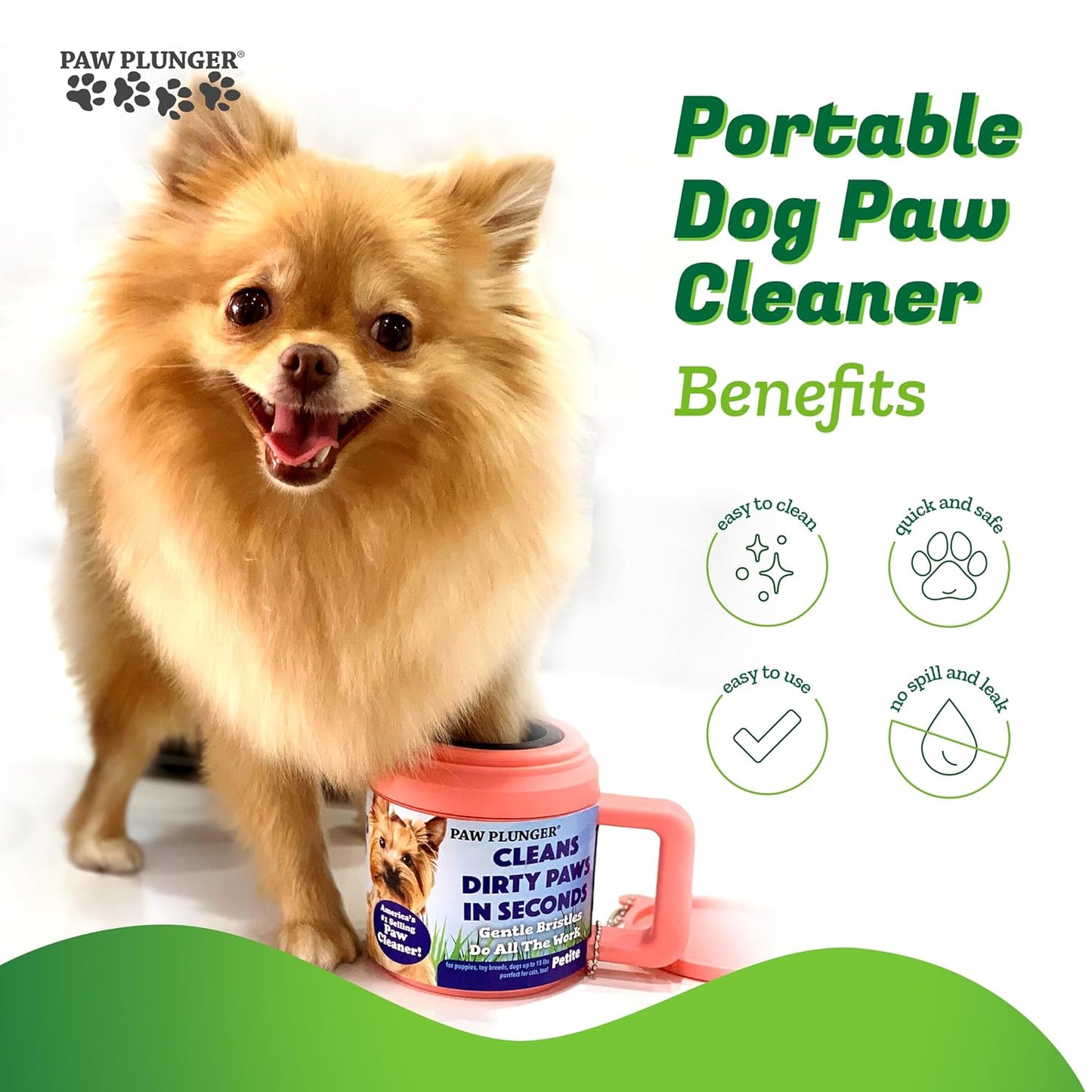 Paw Plunger for Dogs - Portable Dirty Paw Washer for Medium Sized Dogs – Ideal for Dogs Weighing 15-75lbs – Cleaner Pet Paws to Save Floors / Furniture / Carpet / Vehicle from Muddy Paw Prints – Blue
