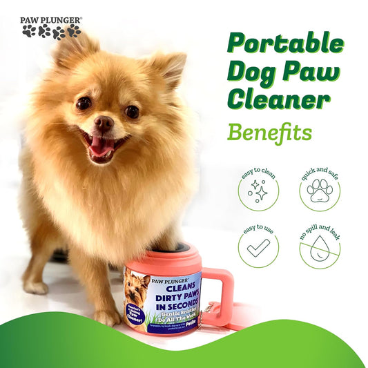 Paw Plunger for Dogs - Portable Dirty Paw Washer for Medium Sized Dogs – Ideal for Dogs Weighing 15-75lbs – Cleaner Pet Paws to Save Floors / Furniture / Carpet / Vehicle from Muddy Paw Prints – Blue