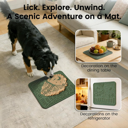 OHMO Lick Mat for Dogs and Cats Large(2 Pack) Nature Design Easy to Clean Pet Slow Feeder with Suction Cups, for Anxiety Relief and Boredom Reduction(Mars+Coral)