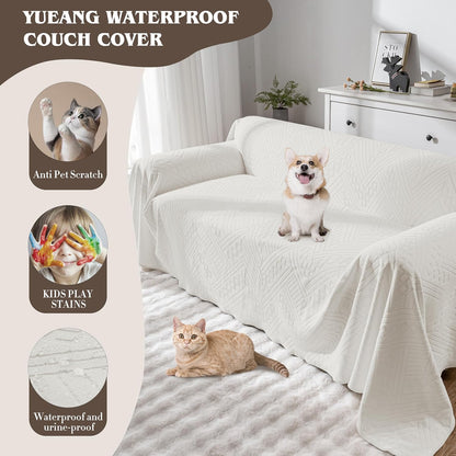 Waterproof Couch Cover, Reversible, Pet-Friendly, Washable and Anti-Slip Couch Covers for Sofa Protection with 3 Cushions, Sofa Slipcovers for Dogs and Cats (71×118in/Brown)