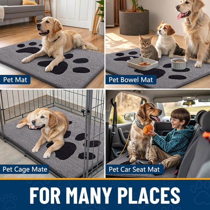 Smiry Dog Door Mat for Muddy Paws, Absorbs Moisture and Dirt, Low-Profile Entryway Mat with Non-Slip Backing, Entry Indoor Outdoor Doormat for Inside Floor (30x20 Inches, Grey, Striped)