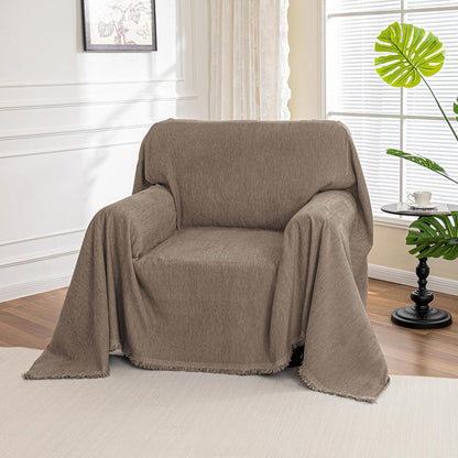 MYSKY HOME Couch Cover for Dogs, Washable Couch Covers, Non Slip Sofa Cover, Couch Cover 2 Cushion Sofa Dogs Furniture Protector with Tassels, Chenille Sofa Slipcover for Pets, 71"x118", Dark Grey