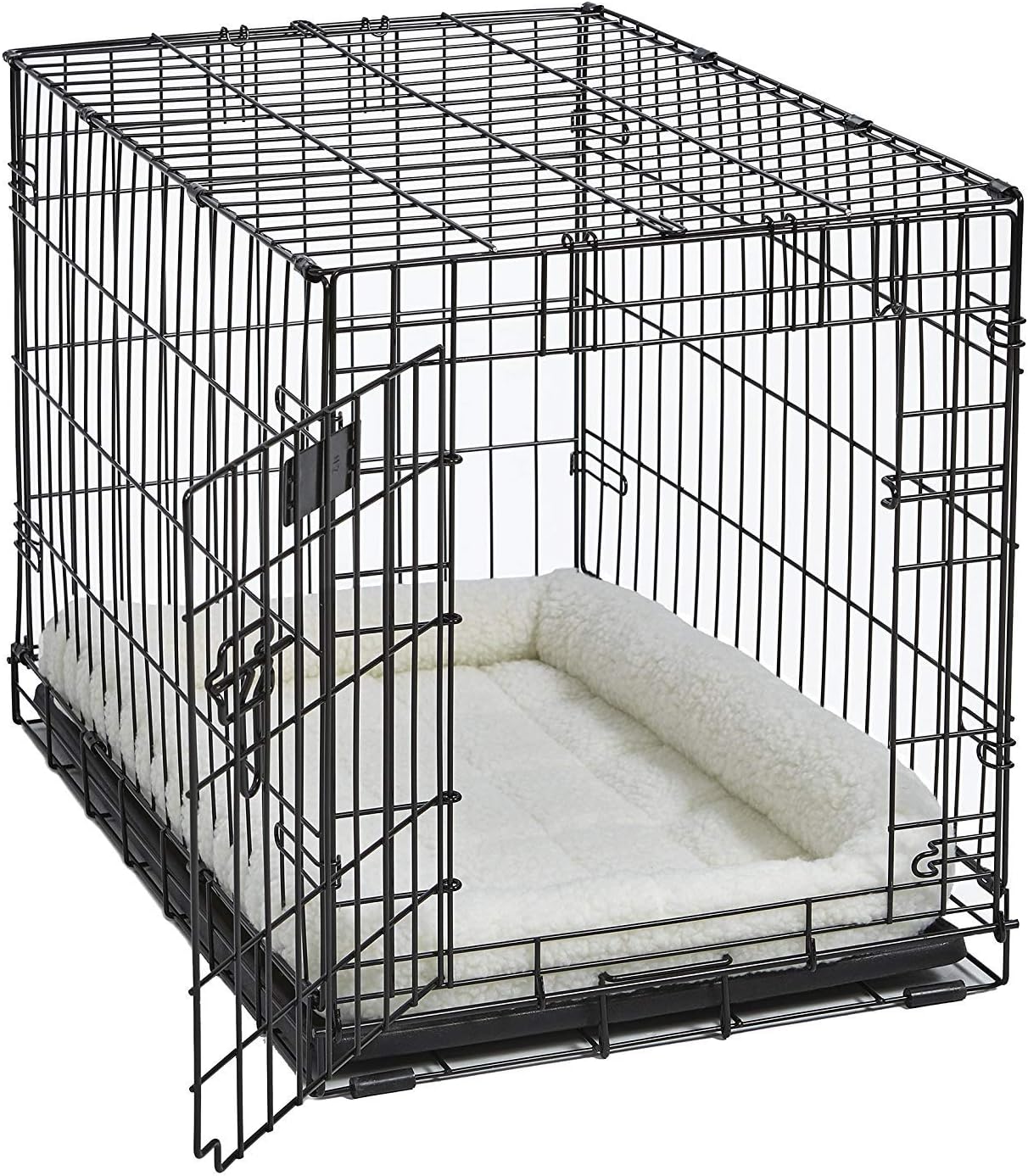 MidWest Homes for Pets QuietTime Dog Bed - White Fleece Bolster, Ultra-Soft and Machine Washable, Fits 24-Inch Crates and Carriers, for Small Breed Dogs