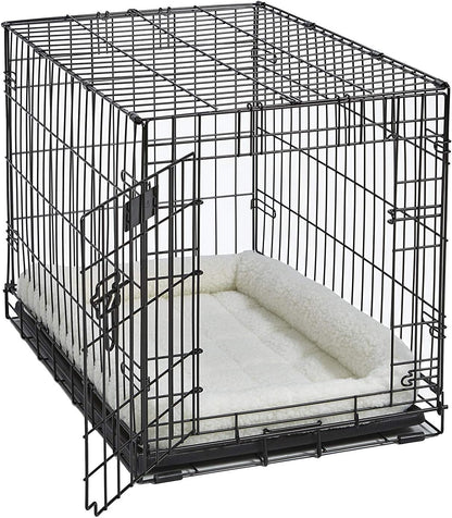 MidWest Homes for Pets QuietTime Dog Bed - White Fleece Bolster, Ultra-Soft and Machine Washable, Fits 24-Inch Crates and Carriers, for Small Breed Dogs