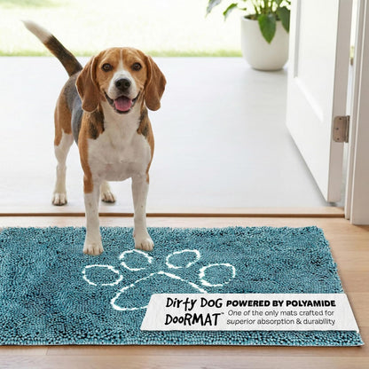 Dog Gone Smart Dirty Dog Doormat - Fast Drying Rug with Super Gripper Backing for Clean Floors - Super Absorbent and Machine Washable Mat for Muddy Paws - Grey