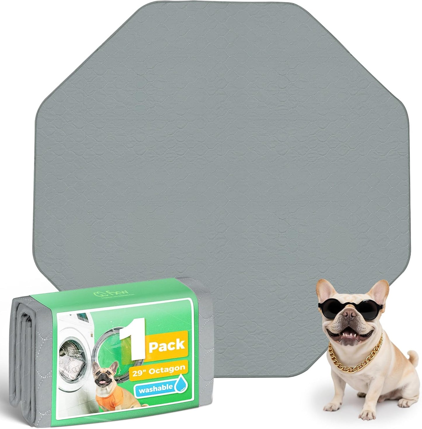 FXW Washable Pee Pads for Dogs, Puppy Pads with Super Absorbent, Specifically Designed for FXW Rollick/Homeplus 24inch 6 Panels Dog Playpen, 39" x 63" Rectangle, Khaki, 1 Pack