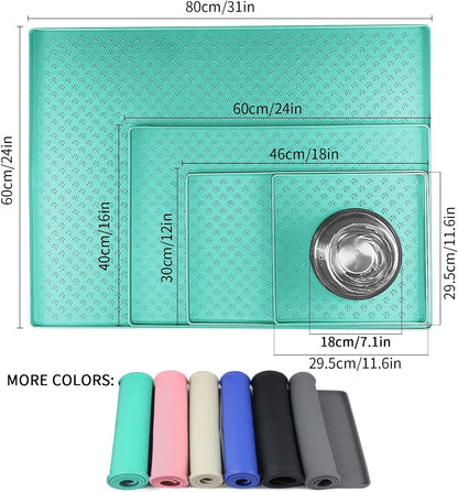 Ptlom Pet Placemat for Dog and Cat, Mat for Prevent Food and Water Overflow, Suitable for Small, Medium and Big Pet, 18" 12", Grey, Silicone