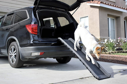 PawStep 61" Folding Pet Ramp, Portable Dog Ramp for Cars, SUVs, Beds & Couches, Lightweight PP Construction, Textured Surface, Optional Carpet for Added Traction, 165 lb Capacity (50524)