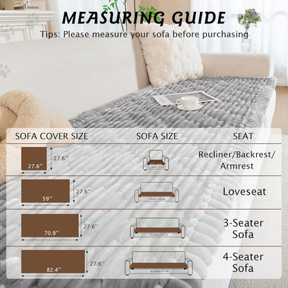 PuTian 100% Waterproof Fuzzy Couch Cover for Dogs Washable Non-Slip Furniture Cover Pet Friendly Dog Mat for Couches and Sofas White 27.6''x59'' 70cmx150cm