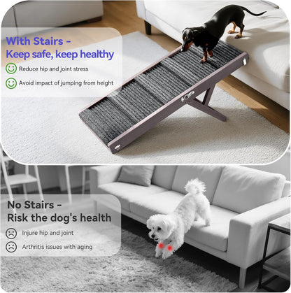 2026 Upgraded Dog Ramp for Couch, Foldable Small Dog Ramp for Sofa, 4 Adjustable Height from 13'' to 21", Portable Stable Pet Steps with Non-Slip Pad, Pet Ramps Use for Sofa Couch Stairs