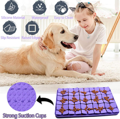 Small Silicone Snuffle Mat for Small Dogs Puppy Cat Slow Down Eating,Slow Feeder Lick Mat for Dry Wet Food for Pet Training Smell,Encourages Natural Foraging Skill,Relieving Stress