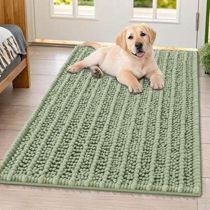Smiry Dog Door Mat for Muddy Paws 30x20, Extra Soft Absorbent Chenille Doormat, Trap Moisture and Dirt, Non-Slip Machine Washable Front Door Mat for Indoor Entrance Inside Floor, Grey