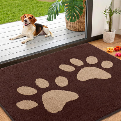 Smiry Dog Door Mat for Muddy Paws, Absorbs Moisture and Dirt, Low-Profile Entryway Mat with Non-Slip Backing, Entry Indoor Outdoor Doormat for Inside Floor (30x20 Inches, Grey, Striped)