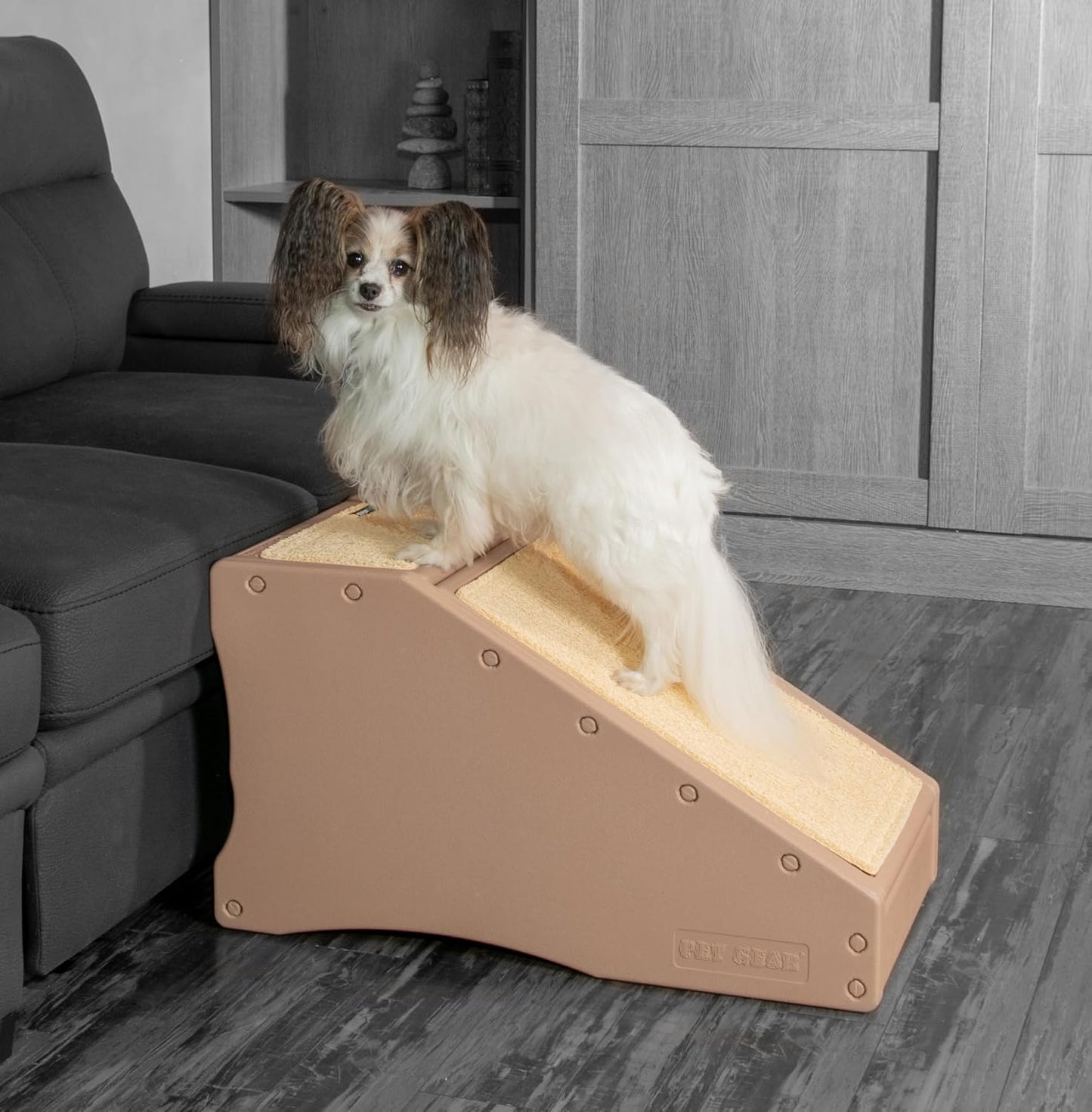 Pet Gear Stramp Stair and Ramp Combination for Dogs/Cats, Easy Step, Lightweight/Portable, Sturdy, Easy Assembly (No Tools Required) 1 Model, Coffee Bean