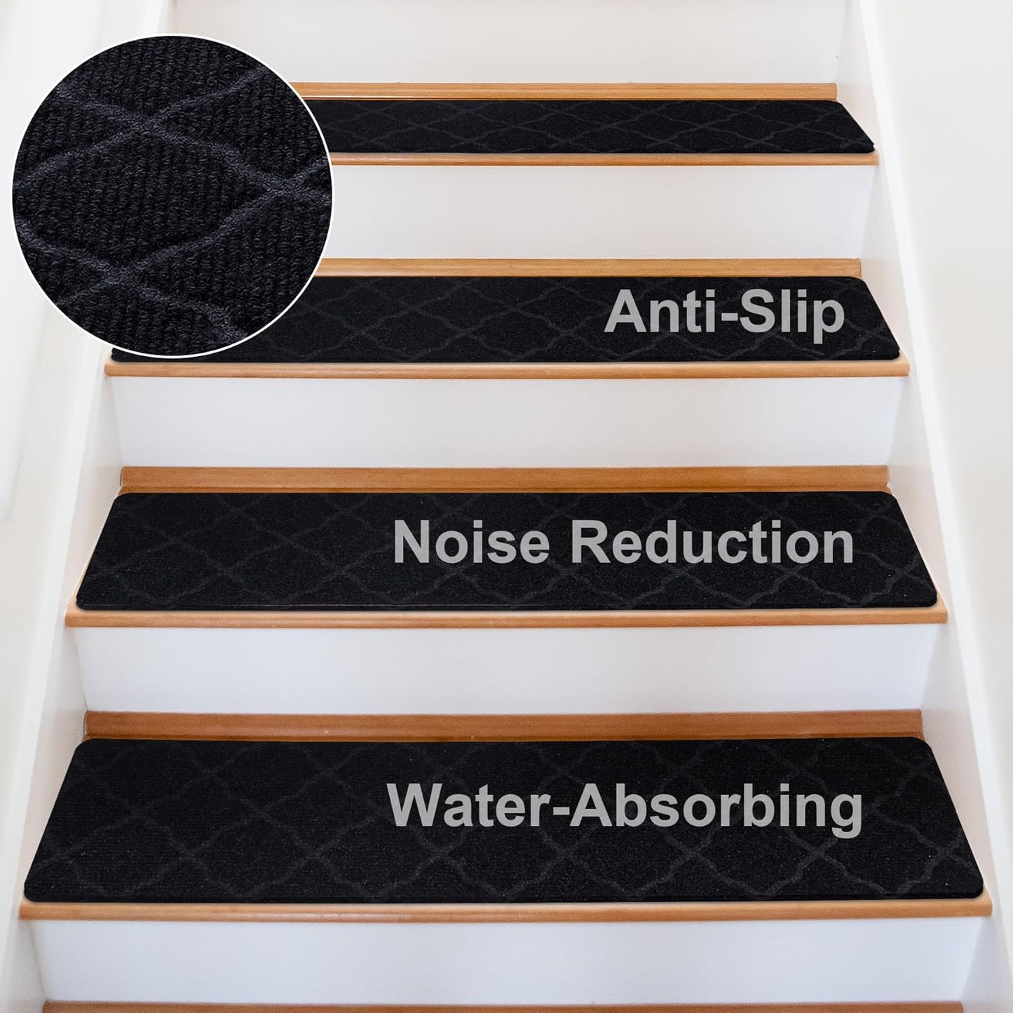 Extra Wide Non Slip Stair Treads for Wooden Steps – 15 Pack 9" x36'' Extra Wide Carpet Runners with Reusable Adhesive, Step Pads for Dogs, Kids, Seniors, Machine Washable – Geige
