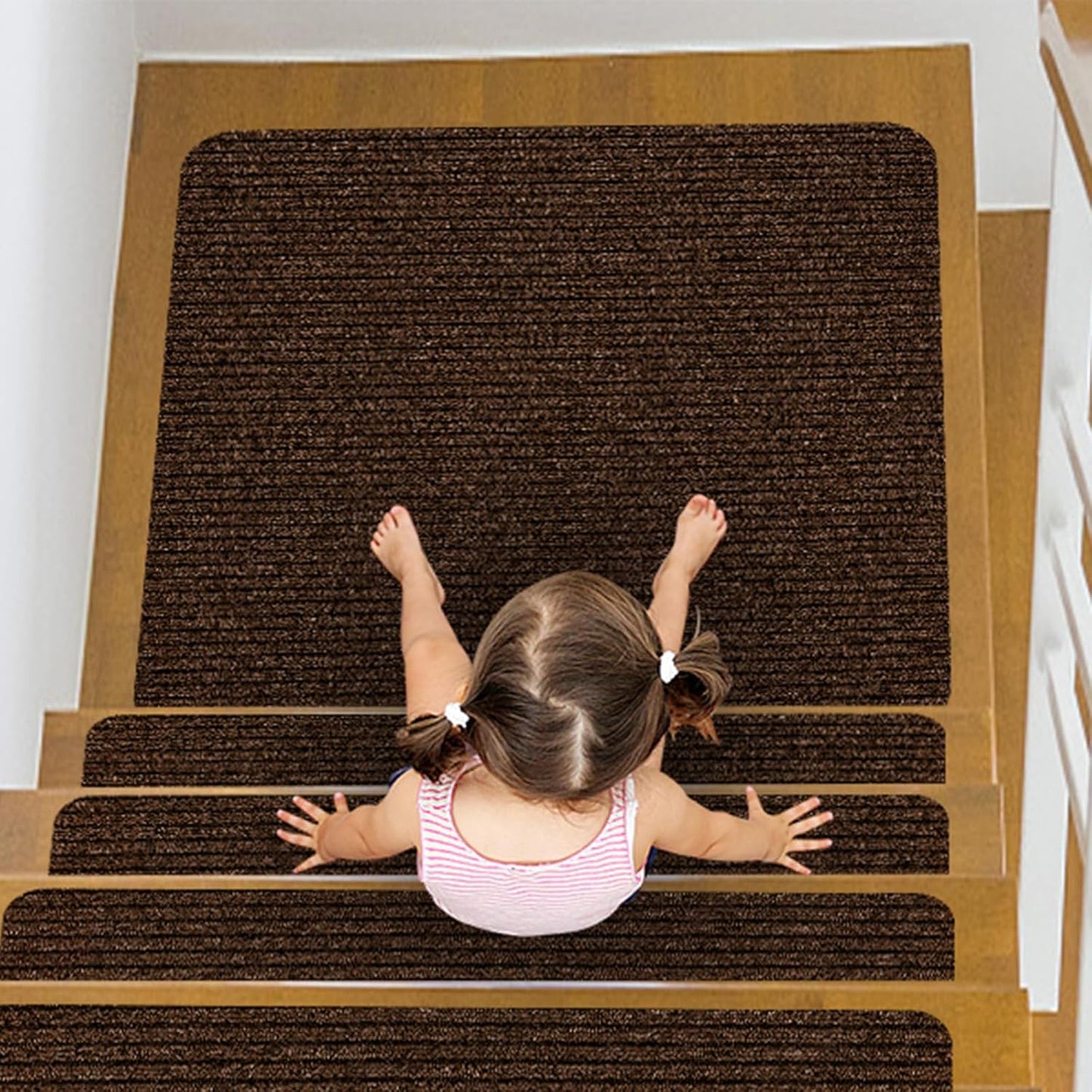 Stair Treads for Wooden Steps Carpet, Non-Slip Stair Runner Indoor Outdoor Stair Tread Mats Covers Pads, 19" x 31"Matching Landing Step Runner for Elders, Kids and Dogs (19" x 31", Black)