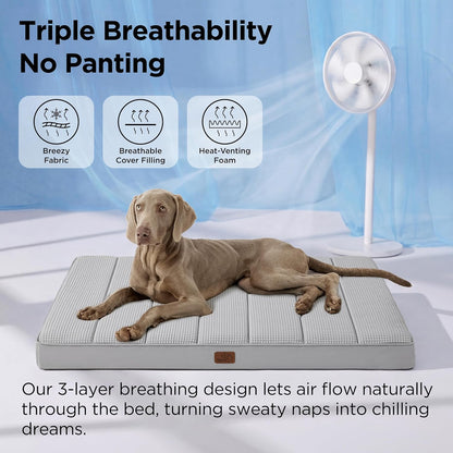 Bedsure Dog Beds Large Sized Dog - Comfy Flat Pet Beds with Removable Washable Cover, Orthopedic Egg Crate Foam Puppy Mat, Suitable for Pet Up to 65 lbs