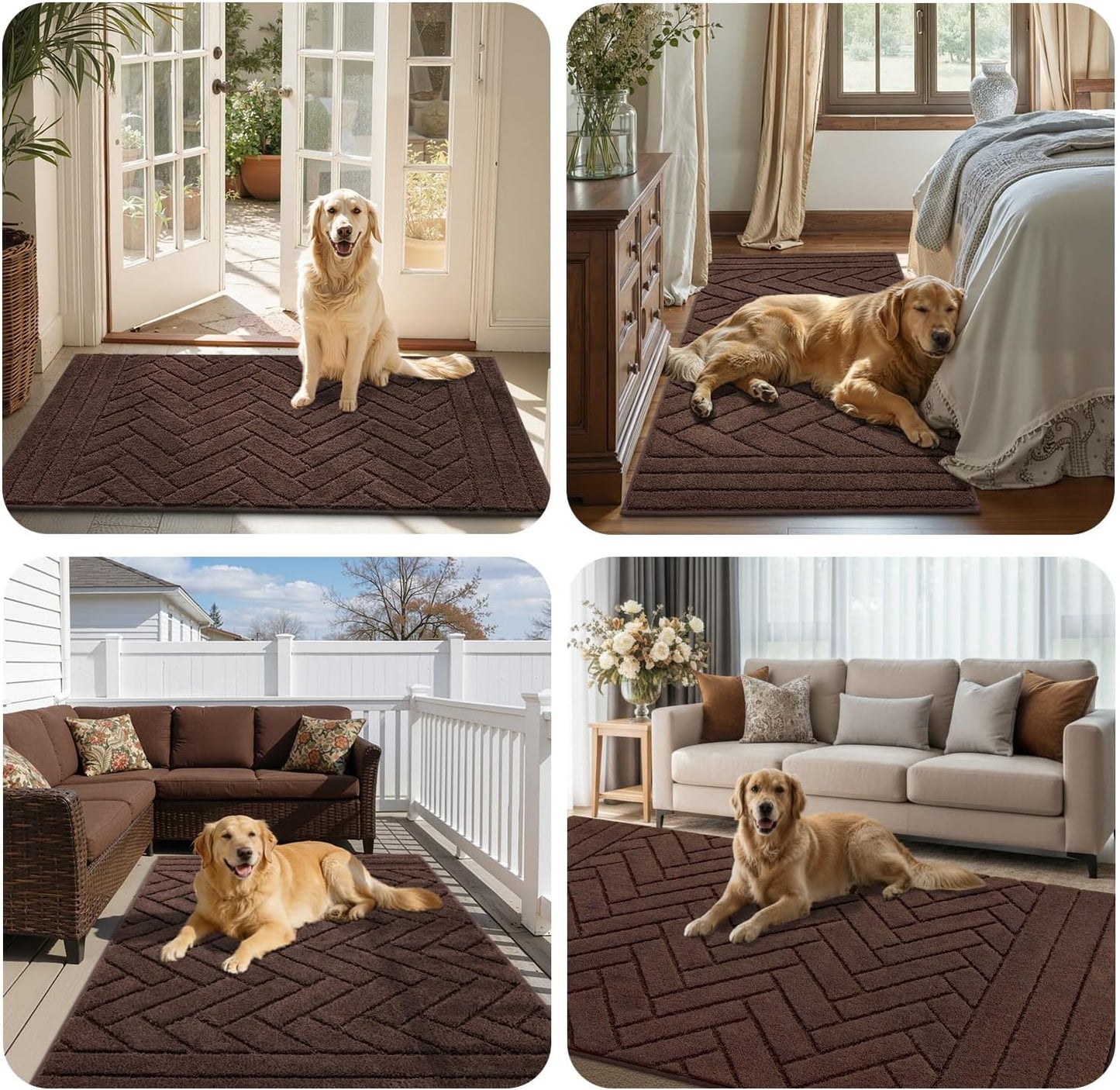 Tindbea Dog Mat for Mud Paws,Absorbs Moisture Dirt Non-Slip Washable Mud Mat for Dogs,Soft Rubber Backing Front Inside Pet Rug for Entryway, Dog Paws, Patio(20"x48",Charcoal)