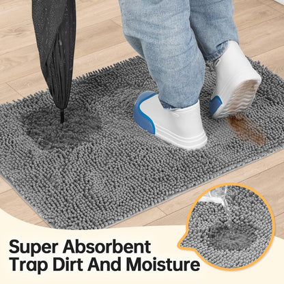 Absorbent Dog Door Mat for Muddy Paws, 60" x 24" Chenille Indoor Mats for Entryway, Trap Dirt Front Door Mat Indoor Entrance Washable Non Slip Soft