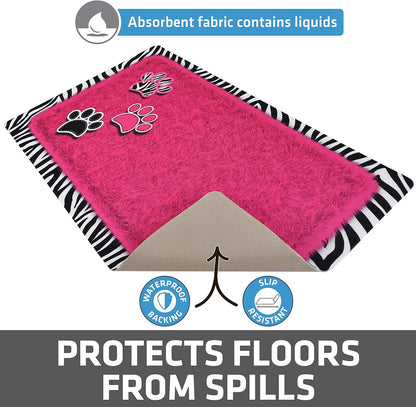 Drymate Pet Bowl Placemat, Dog & Cat Food Feeding Mat - Absorbent Fabric, Waterproof Backing, Slip-Resistant - Machine Washable/Durable (USA Made) (12” x 20”) (Indigo)