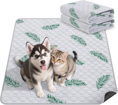 WanpeeGoo Washable Pee Pads for Dogs, 2Pack Reusable Puppy Pads, Super Absorbent & Leakproof Dog Pads, Anti-Slip Dog Pee Pads for Puppy Training & Incontinence, Feather Pattern 36"x41"