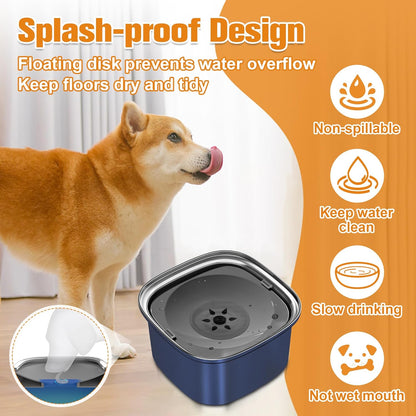 Decflow 3L Dog Water Bowl, Slow Water Bowl for Dogs, No Spill Water Bowl for Dogs, Spill Proof, No Splash Dog Water Bowl, Stainless Steel Slobber Stopper Water Bowl for Messy Drinkers