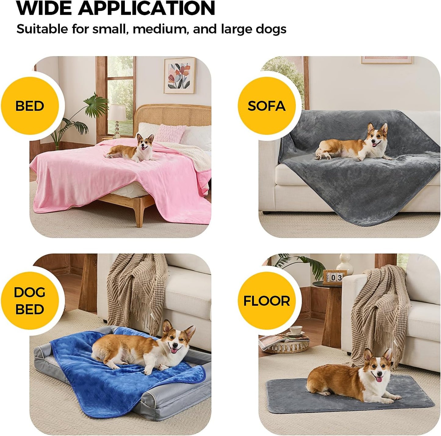 Sunheir Waterproof Dog Blankets for Small Dogs, Reversible Sherpa Fleece Thick Puppy Blanket, Leakproof Spill-Proof Pet Blanket for Cat, Bed, Couch, Furniture Protector, Travel, Camping, 25"X35", Grey