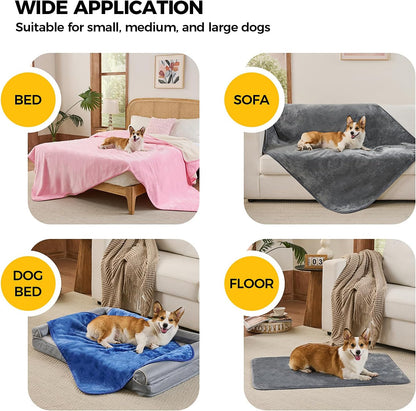 Sunheir Waterproof Dog Blankets for Small Dogs, Reversible Sherpa Fleece Thick Puppy Blanket, Leakproof Spill-Proof Pet Blanket for Cat, Bed, Couch, Furniture Protector, Travel, Camping, 25"X35", Grey